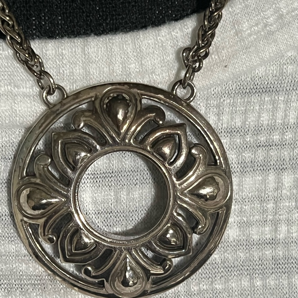 Brighton Preston Open Circle Pendant Necklace Silver Plated 18”